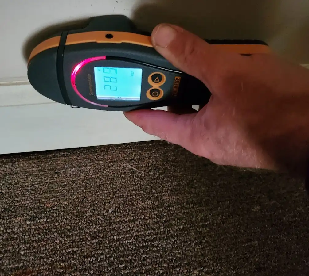 Moisture detection at baseboard during Mold Inspection & Testing in Temple Hills
